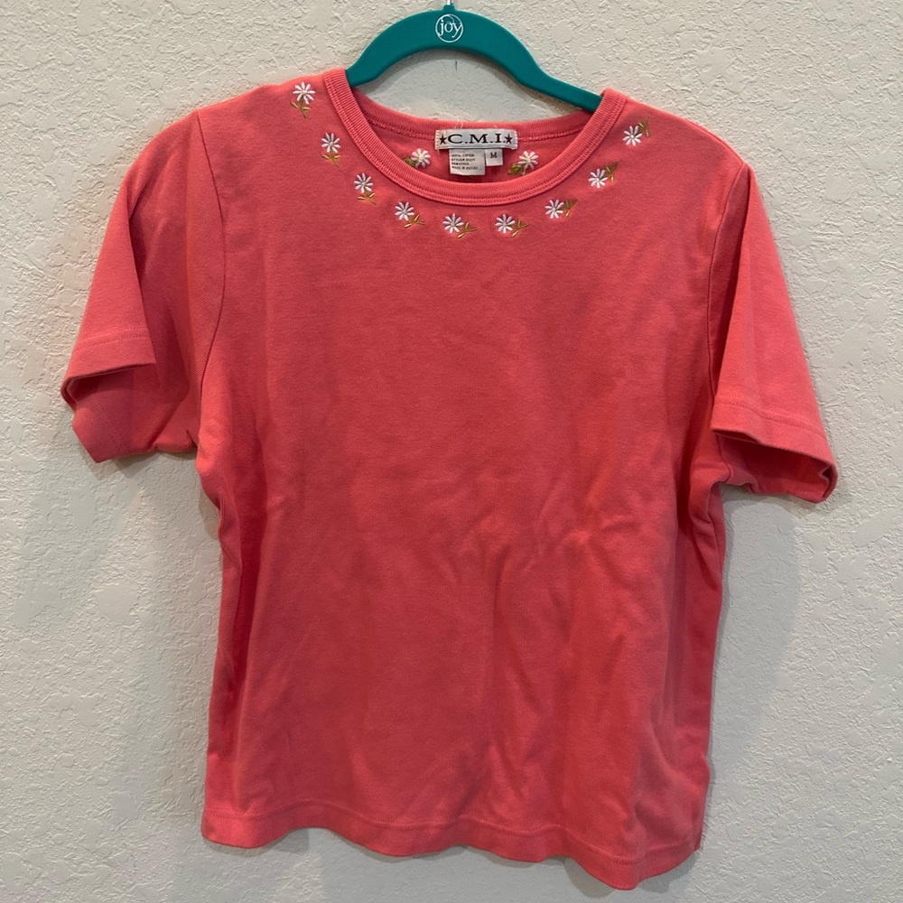 Pink embroidered top, size medium